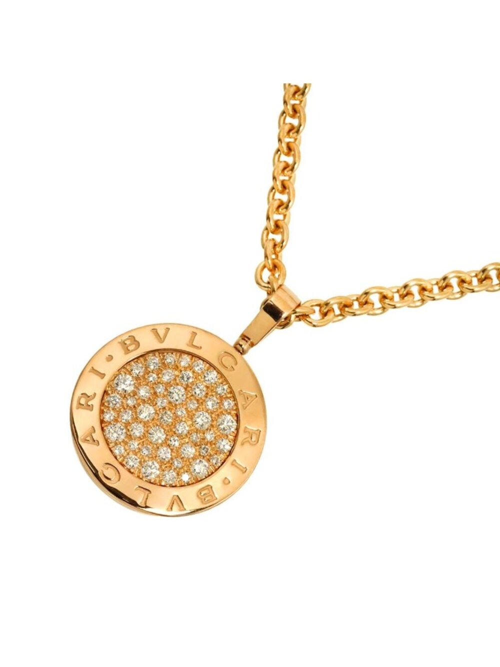 Bvlgari Pave Diamond Necklace 18k Pink Gold